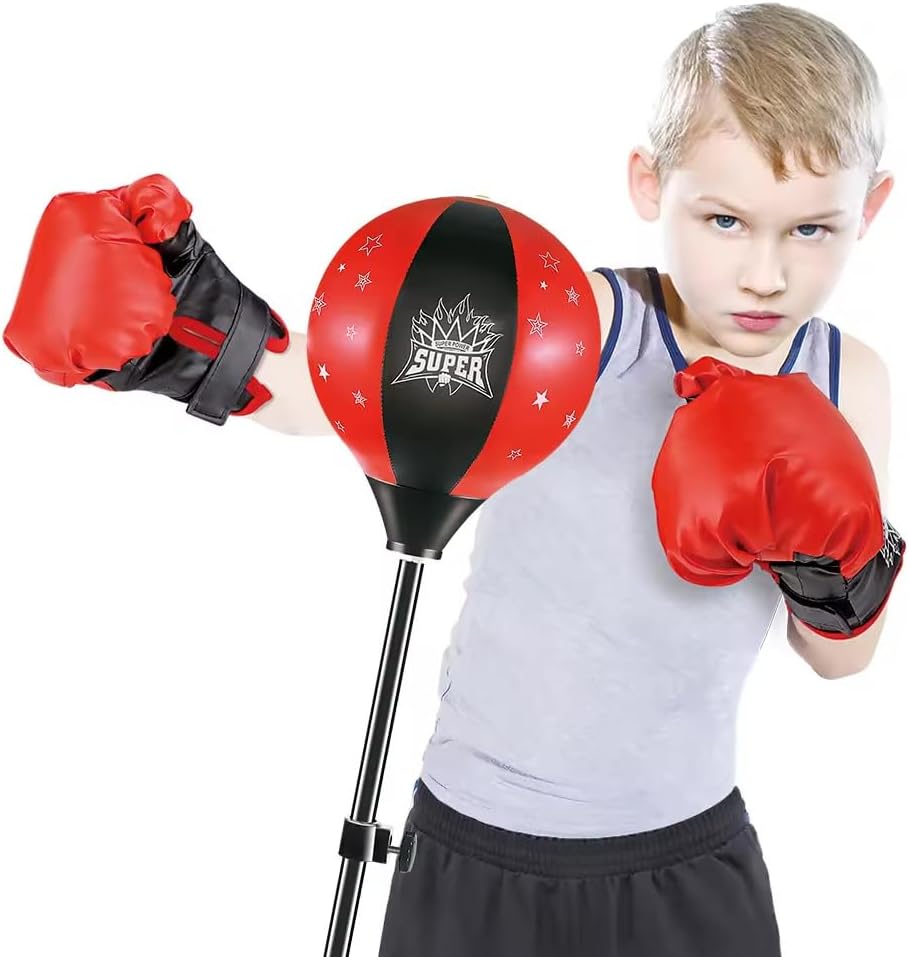 Kids Boxing Set - Punching Bags, Kickboxing Equipment, Weighted Gloves - Exercise Fitness Gear - offpricesports