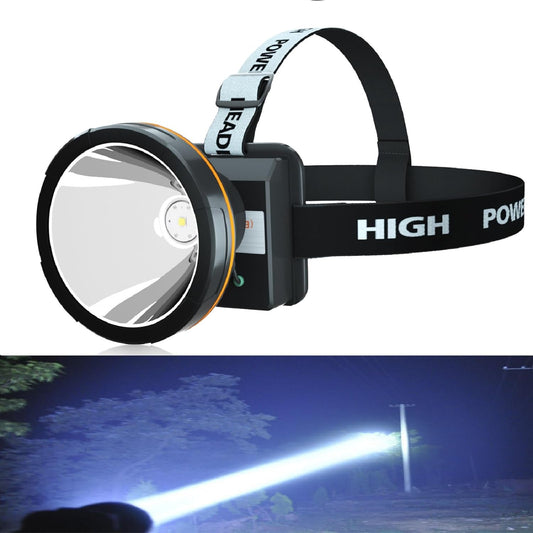 Super Bright Headlamp Rechargeable LED Spotlight with Battery Powered Headlight for Garden Outdoor Camping Fishing (Large) - offpricesports