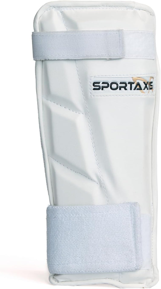 SPORTAXIS Cricket Arm Guard - Dual Strap, Soft Inside Foam, Maximum Protection - White, Essential Cricket Gear for Confident and Stylish Play – Useful for Long Practice & Playing Sessions - offpricesports