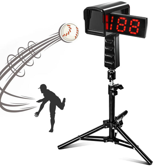 Baseball Radar Gun - Speed Sensors Baseball Speed Training Equipment with LED+LCD Larger Display, Handheld or Hand Free Speed Radar Gun for All Baseball Players| with Tripod offpricesports