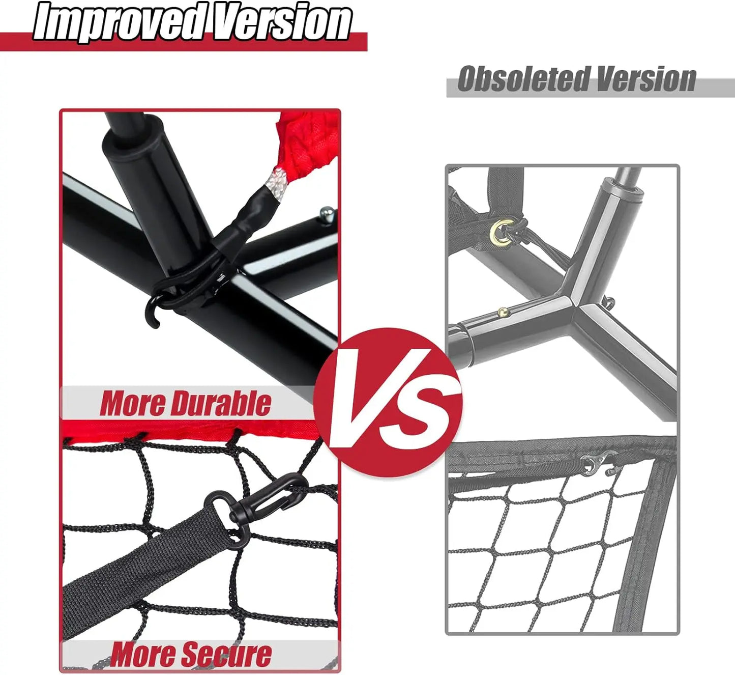 LIBERRWAY Baseball and Softball Practice Net 7×7ft Portable Hitting Pitching Batting Training Net Baseball Backstop Net with Batting Tee Ball Caddy Strike Zone Bow Frame Baseballs Carry Bag Black Red offpricesports