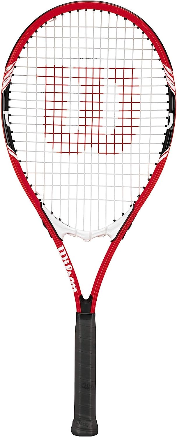 Wilson Federer Adult Recreational Tennis Racket - Grip Size 3 - 4 3/8", Red/White/Black - offpricesports