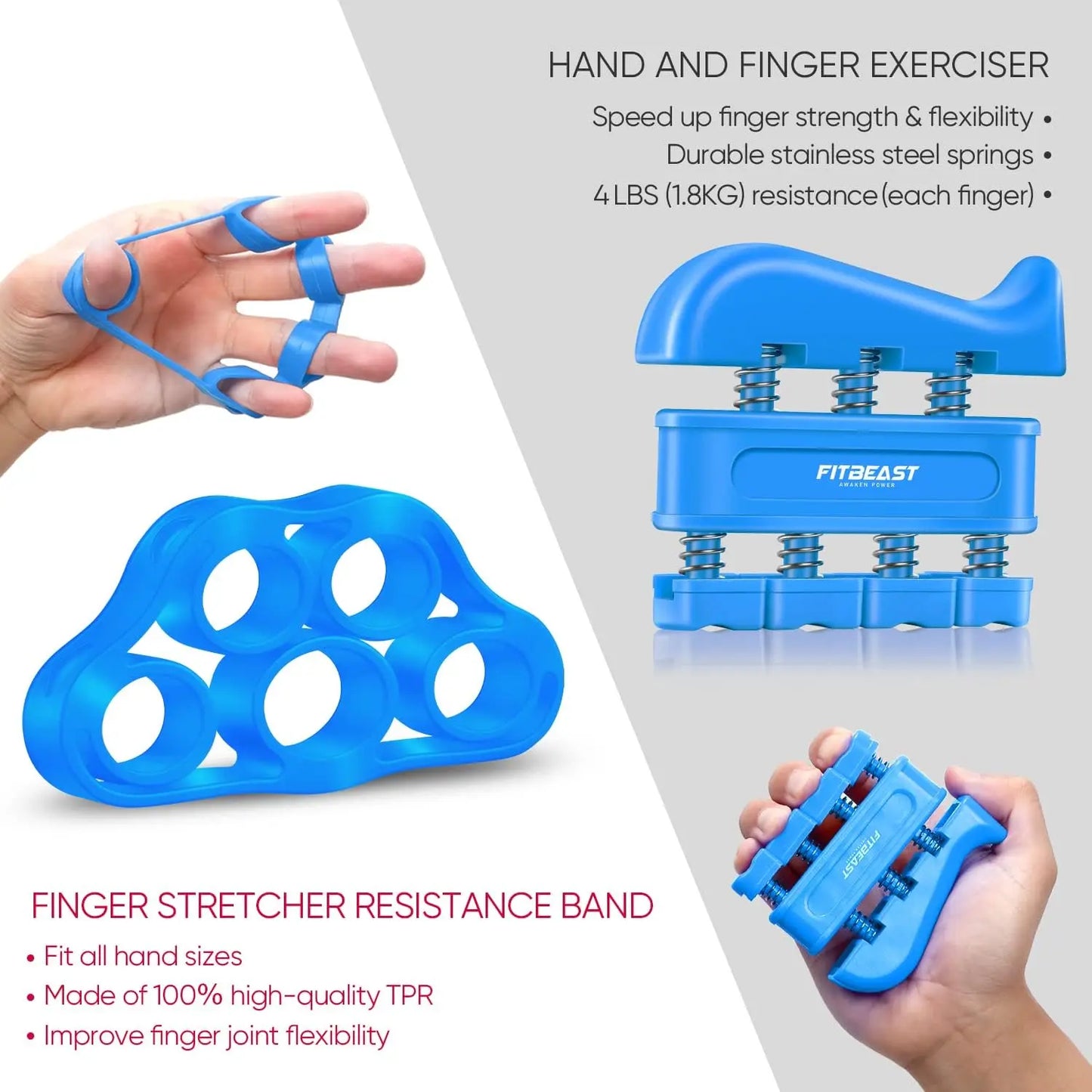 FitBeast Grip Strengthener Forearm Strengthener Hand Grips Strengthener Kit - 5 Pack Adjustable Resistance offpricesports