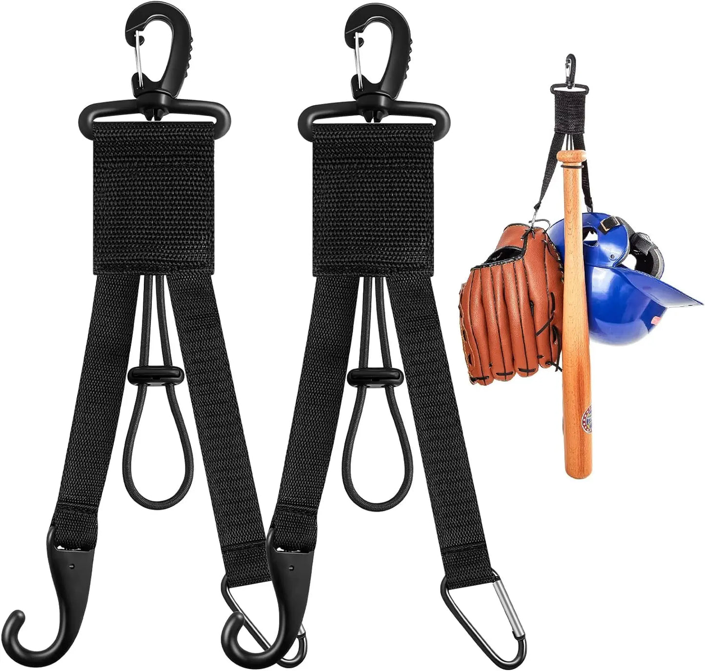 2 Pcs Baseball Softball Gear Hanger 3 in 1 Dugout Organizer Baseball Bat Holder with Glove Clip and Helmet Hook for Baseball Softball Fence Bag Water Bottle Hiking Camping - offpricesports