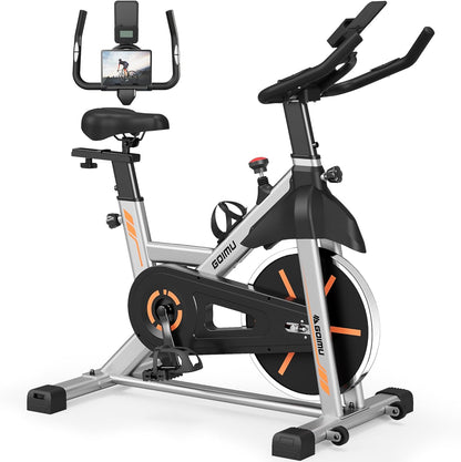 Exercise bike, Adjustable Resistance Stationary Bike, Indoor Cycling Bike with Comfortable Seat Cushion, 1 Second Quick Brake Stop, Heavy-Duty Steel Frame with Ipad Mount & LCD Monitor - offpricesports