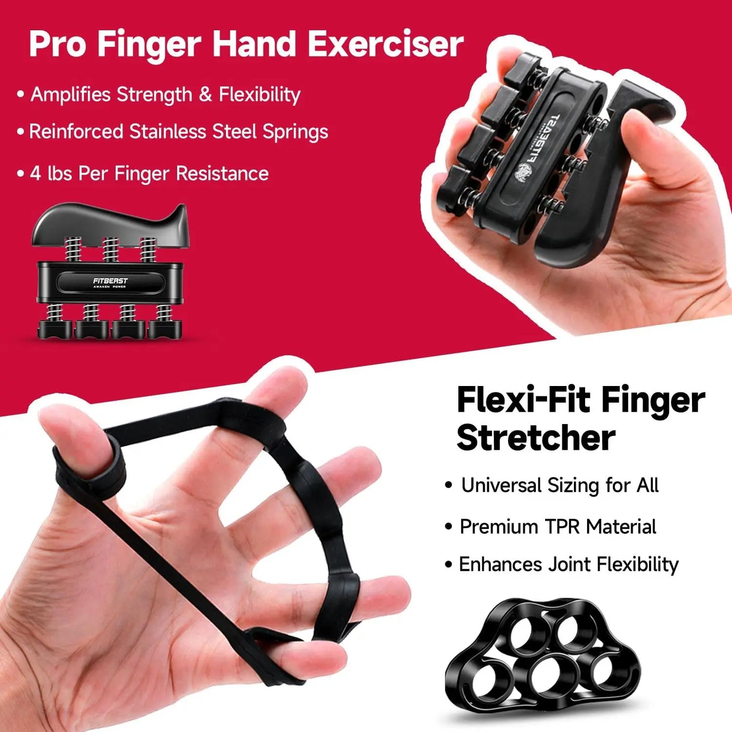 FitBeast Grip Strengthener Forearm Strengthener Hand Grips Strengthener Kit - 5 Pack Adjustable Resistance offpricesports