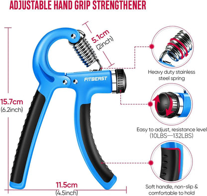 FitBeast Grip Strengthener Forearm Strengthener Hand Grips Strengthener Kit - 5 Pack Adjustable Resistance offpricesports