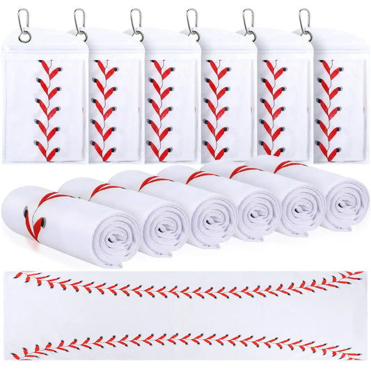 6 Pack Baseball Cooling Towels for Boys, White Sports Towels with Bags, 40"x12" Breathable Chilly Towel, Microfiber Towel for Baseball Sport Team Gift offpricesports