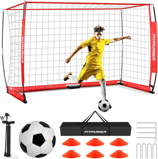 12x6 FT Soccer Goals for Backyard | Portable Soccer Goal Training Equipment | Collapsible Metal Base Soccer Net Set | 1 Goal +1 Soccer Ball + 6 Cones + 1 Ball Pump + 1 Carry Bag - offpricesports