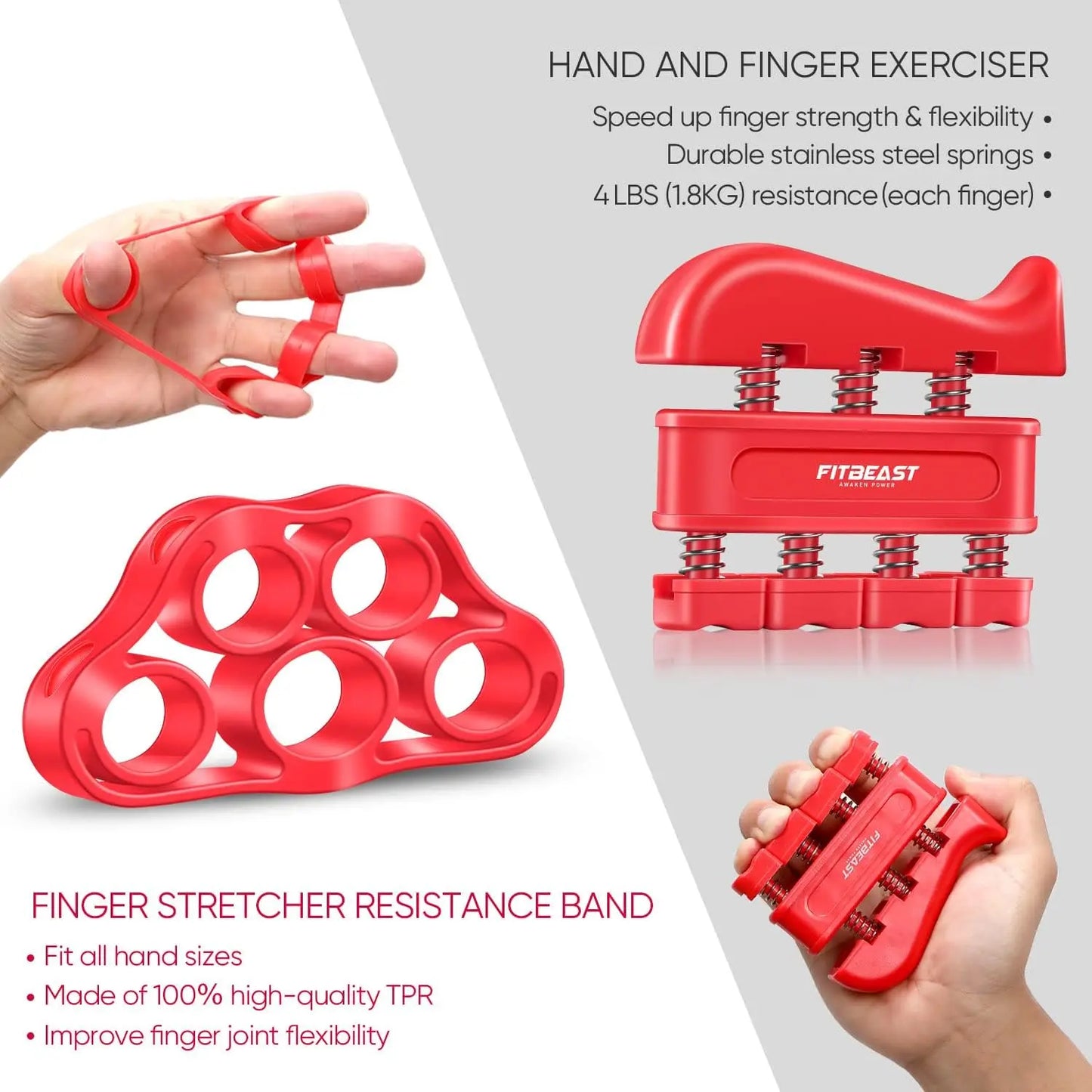 FitBeast Grip Strengthener Forearm Strengthener Hand Grips Strengthener Kit - 5 Pack Adjustable Resistance offpricesports