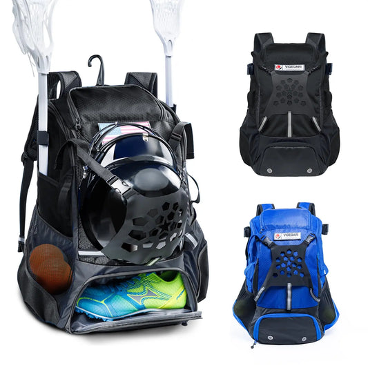 VIGEGAR Lacrosse Bag with Lacrosse Stick Holder, Lacrosse Backpack with Helmet Holder, Separate Shoe Space(Up to US Mens 13), with Pockets for Lacrosse Gear, Lacrosse Accessories - offpricesports