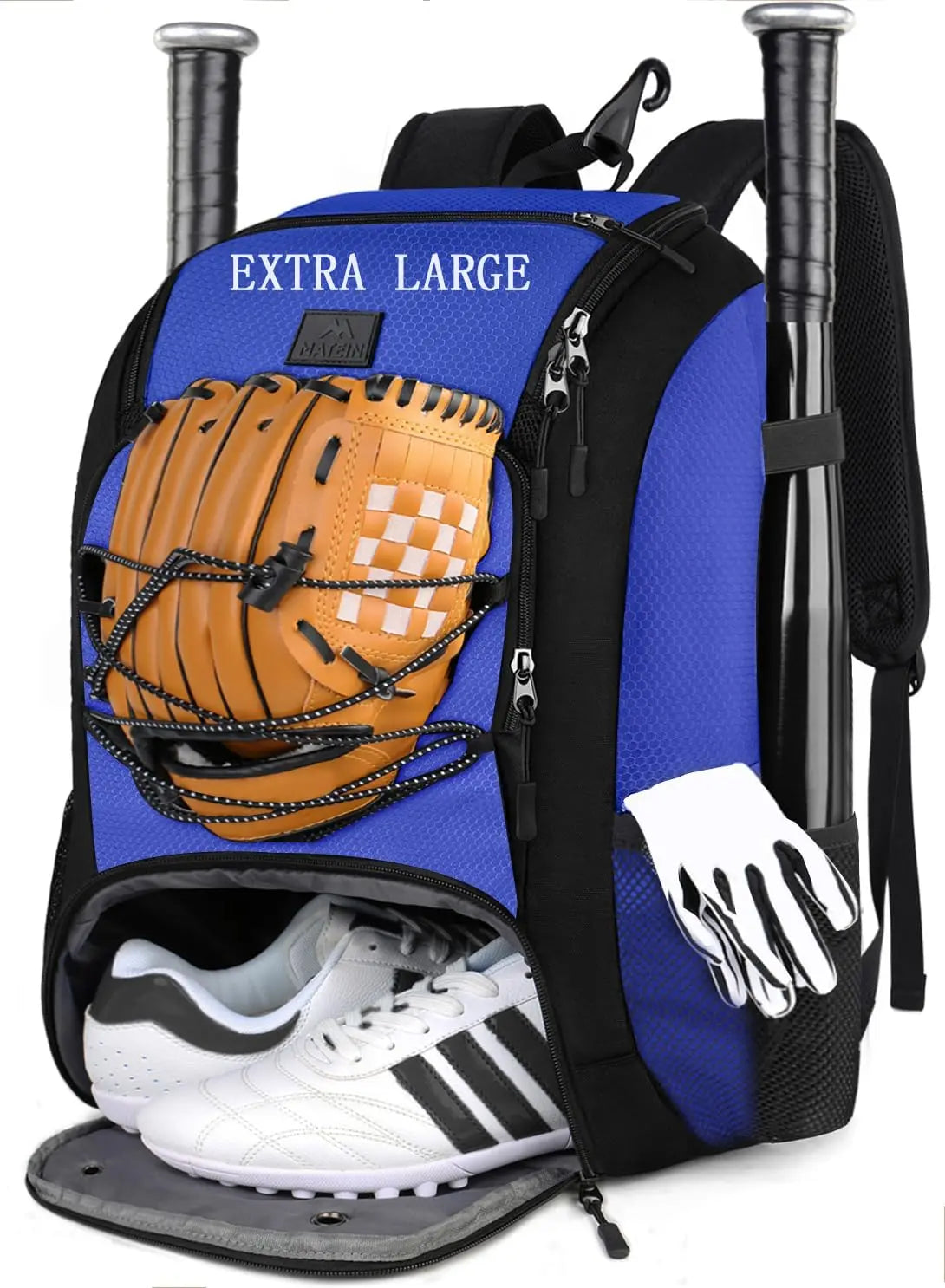 MATEIN Baseball Backpack, Softball Bat Bag with Shoes Compartment for Youth, Boys and Adult, Lightweight Baseball Bag with Fence Hook Hold TBall Bat, Batting Mitten, Helmet, Caps, Teeball Gear - offpricesports