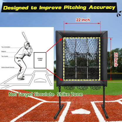 Jalunth Baseball Softball 9 Hole Pitching Net Strike Zone Heavy Duty Training Aid Equipment Pitch Target for Home Backyard Kids Youth Adults with 4 Ground Stakes offpricesports