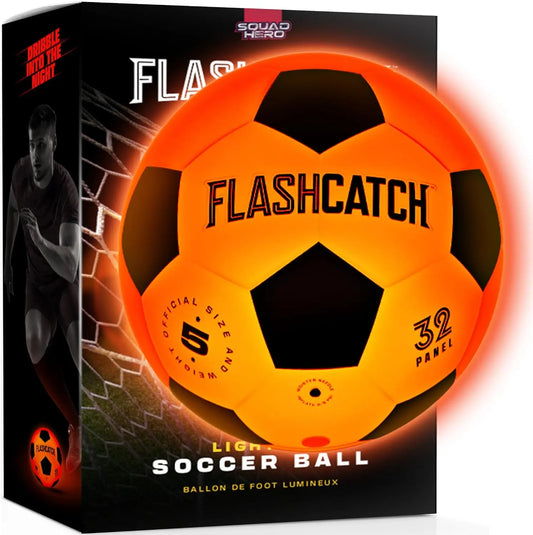 Light Up Soccer Ball - Glow in the Dark - NO 5 - Sports Gear Gifts for Boys & Girls 8-15+ Year Old - Kids, Teens Gift Ideas - Cool Boy Toys Ages 8 9 10 11 12 13 14 15 Glowing Night Activity - offpricesports