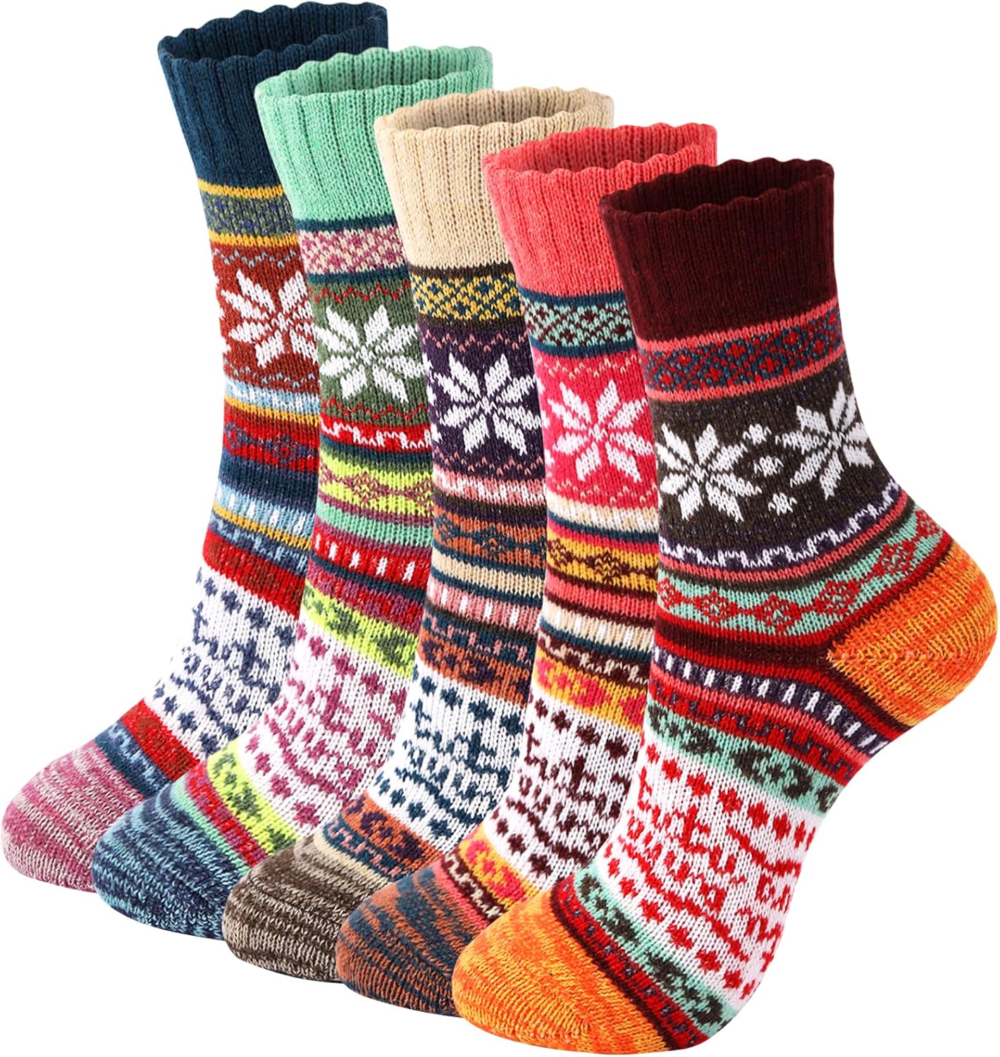 Trifabricy Wool Socks - Winter Warm Wool Socks for Women, Vintage Soft Cozy Socks, Thick Knit Boots Socks for Women Men - offpricesports