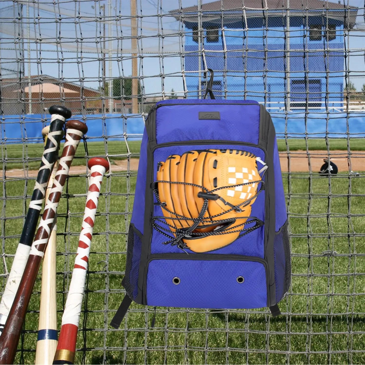 MATEIN Baseball Backpack, Softball Bat Bag with Shoes Compartment for Youth, Boys and Adult, Lightweight Baseball Bag with Fence Hook Hold TBall Bat, Batting Mitten, Helmet, Caps, Teeball Gear - offpricesports