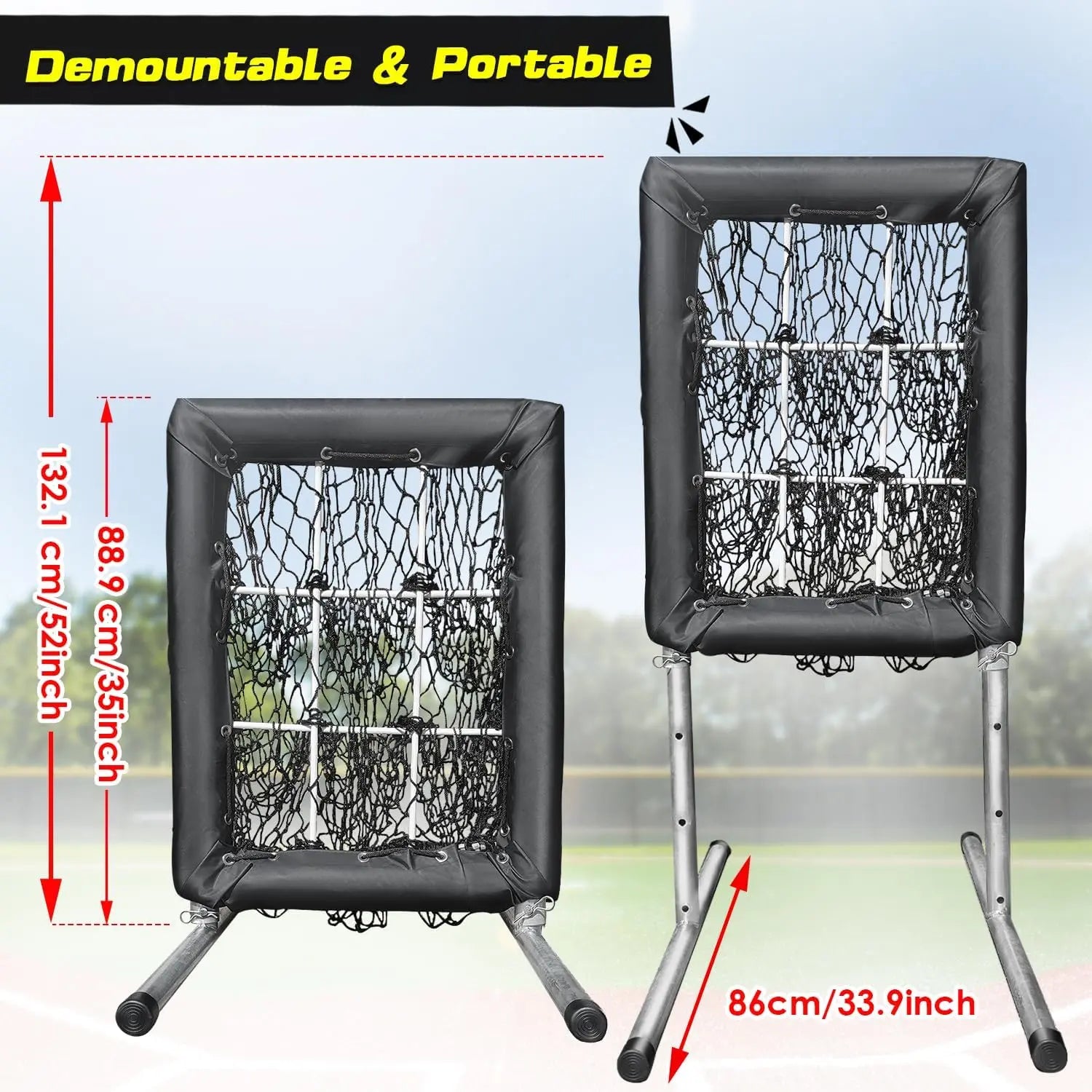 Jalunth Baseball Softball 9 Hole Pitching Net Strike Zone Heavy Duty Training Aid Equipment Pitch Target for Home Backyard Kids Youth Adults with 4 Ground Stakes offpricesports