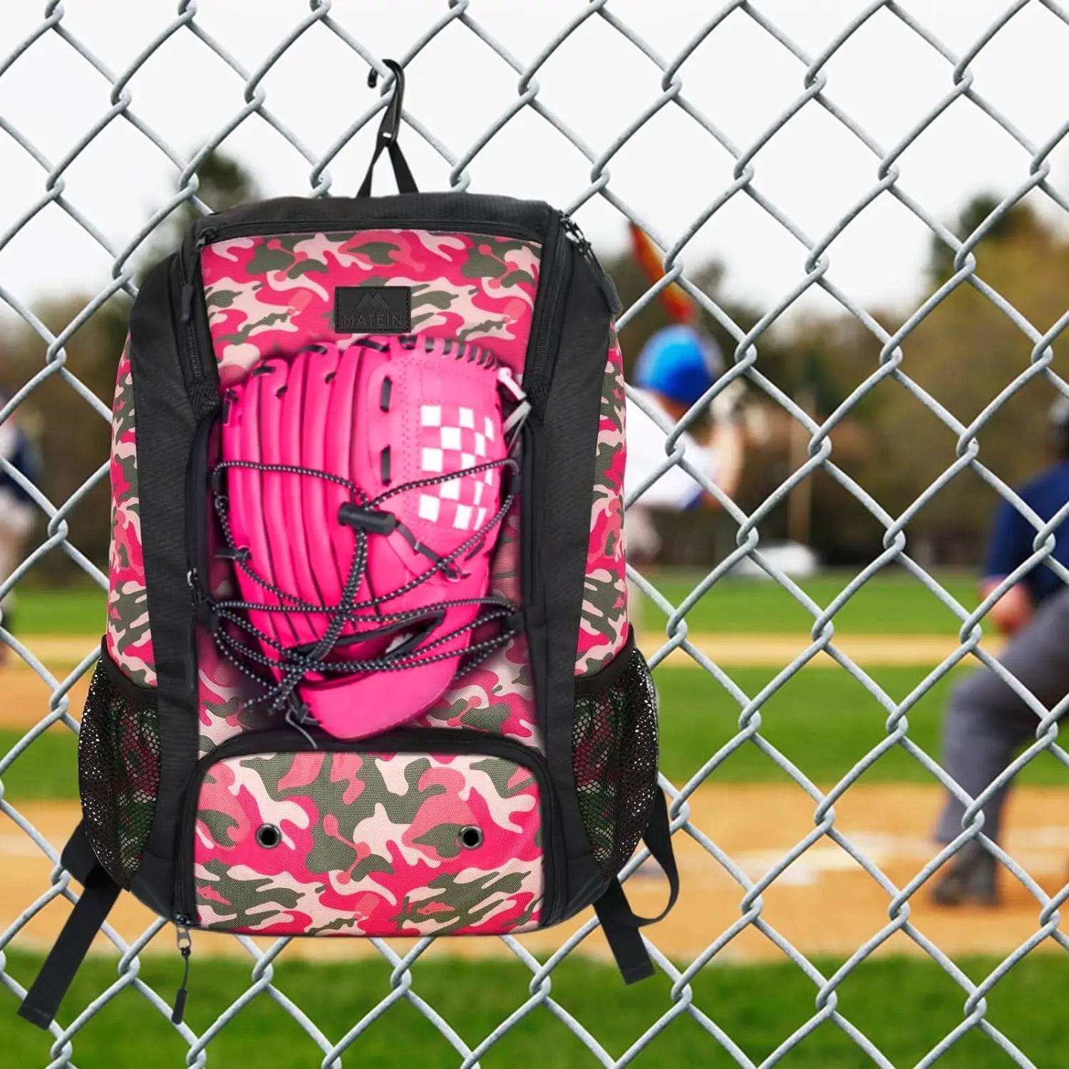 MATEIN Baseball Backpack, Softball Bat Bag with Shoes Compartment for Youth, Boys and Adult, Lightweight Baseball Bag with Fence Hook Hold TBall Bat, Batting Mitten, Helmet, Caps, Teeball Gear - offpricesports