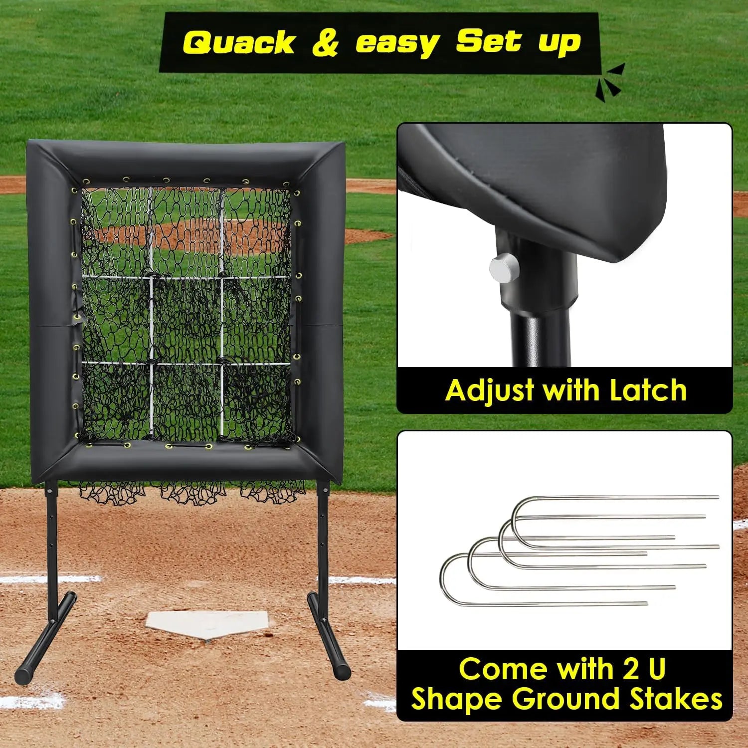 Jalunth Baseball Softball 9 Hole Pitching Net Strike Zone Heavy Duty Training Aid Equipment Pitch Target for Home Backyard Kids Youth Adults with 4 Ground Stakes offpricesports