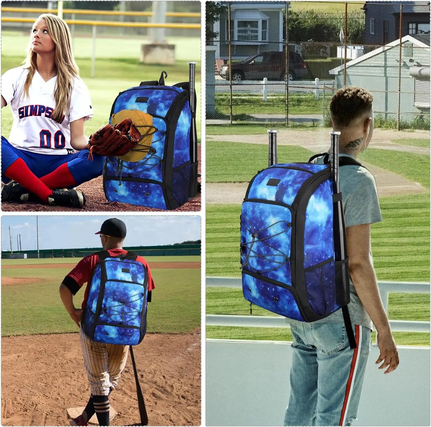 MATEIN Baseball Backpack, Softball Bat Bag with Shoes Compartment for Youth, Boys and Adult, Lightweight Baseball Bag with Fence Hook Hold TBall Bat, Batting Mitten, Helmet, Caps, Teeball Gear - offpricesports