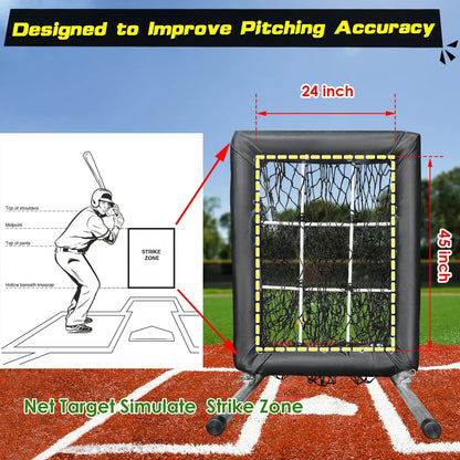 Jalunth Baseball Softball 9 Hole Pitching Net Strike Zone Heavy Duty Training Aid Equipment Pitch Target for Home Backyard Kids Youth Adults with 4 Ground Stakes offpricesports