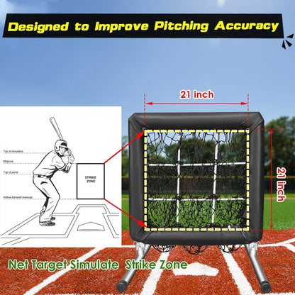 Jalunth Baseball Softball 9 Hole Pitching Net Strike Zone Heavy Duty Training Aid Equipment Pitch Target for Home Backyard Kids Youth Adults with 4 Ground Stakes offpricesports