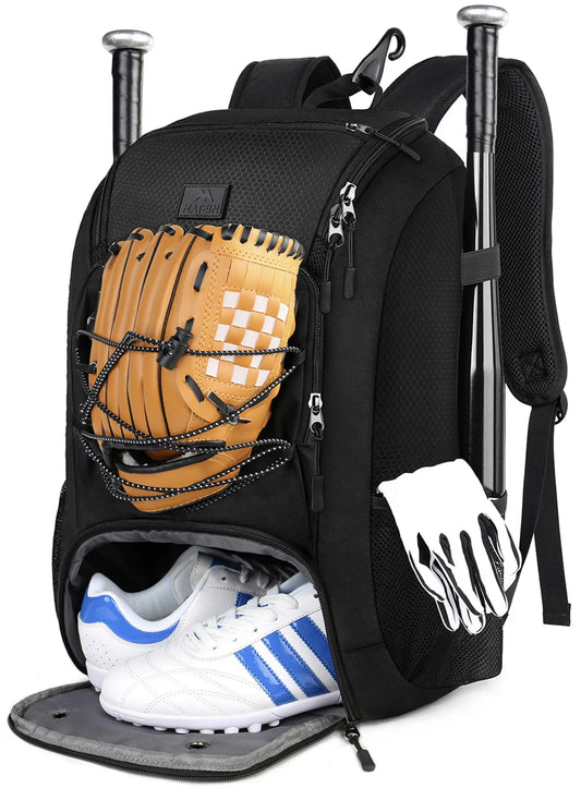 MATEIN Baseball Backpack, Softball Bat Bag with Shoes Compartment for Youth, Boys and Adult, Lightweight Baseball Bag with Fence Hook Hold TBall Bat, Batting Mitten, Helmet, Caps, Teeball Gear - offpricesports