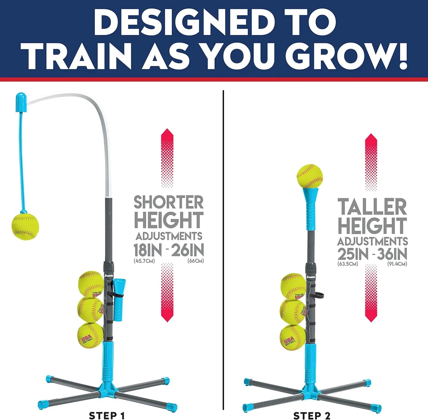 Franklin Sports Grow-with-Me Kids Baseball Batting Tee + Stand Set for Youth + Toddlers - Youth Baseball, Softball + Teeball Hitting Tee Set for Boys + Girls offpricesports