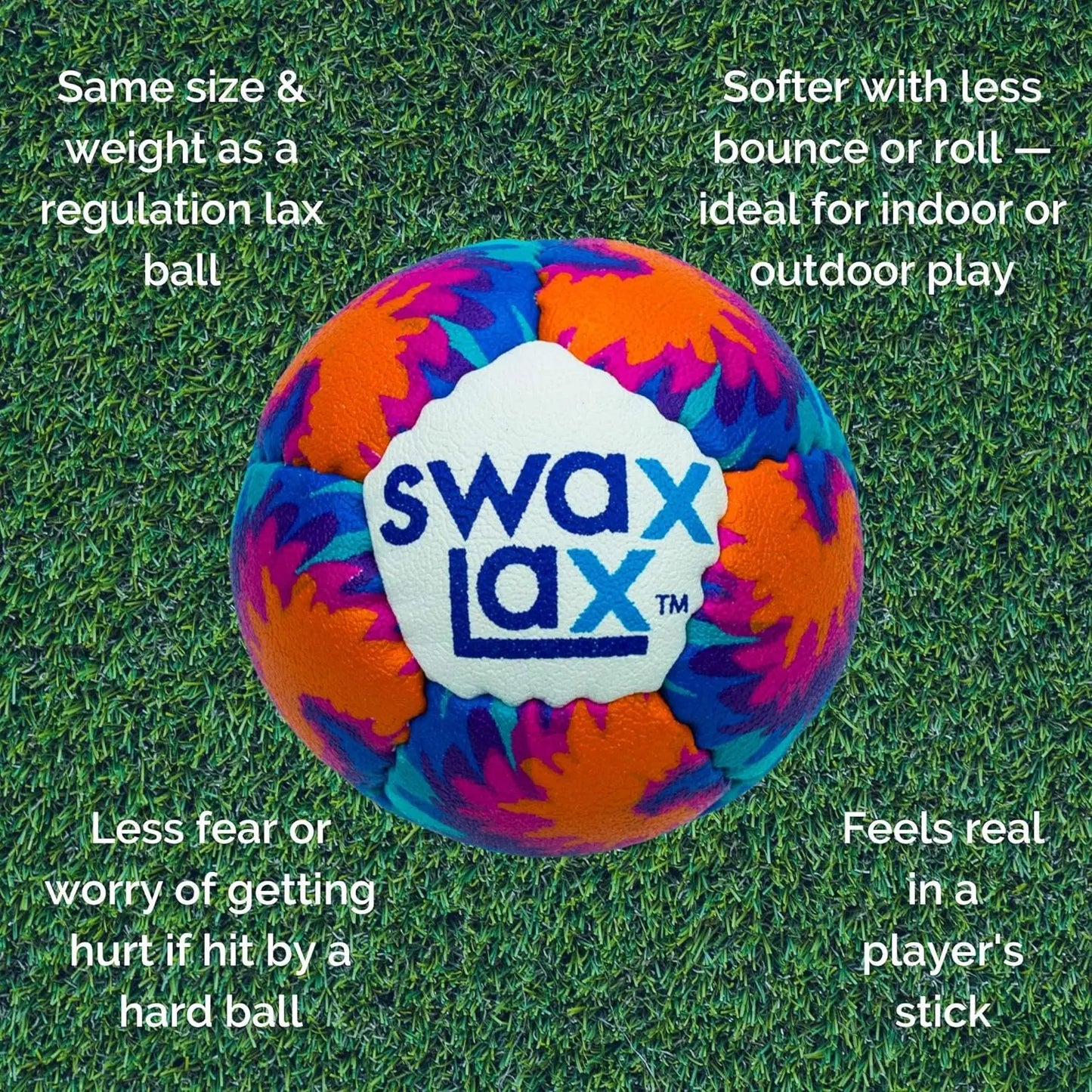 SWAX LAX Lacrosse Training Ball - Indoor Outdoor Practice Less Bounce & Rebounds - offpricesports