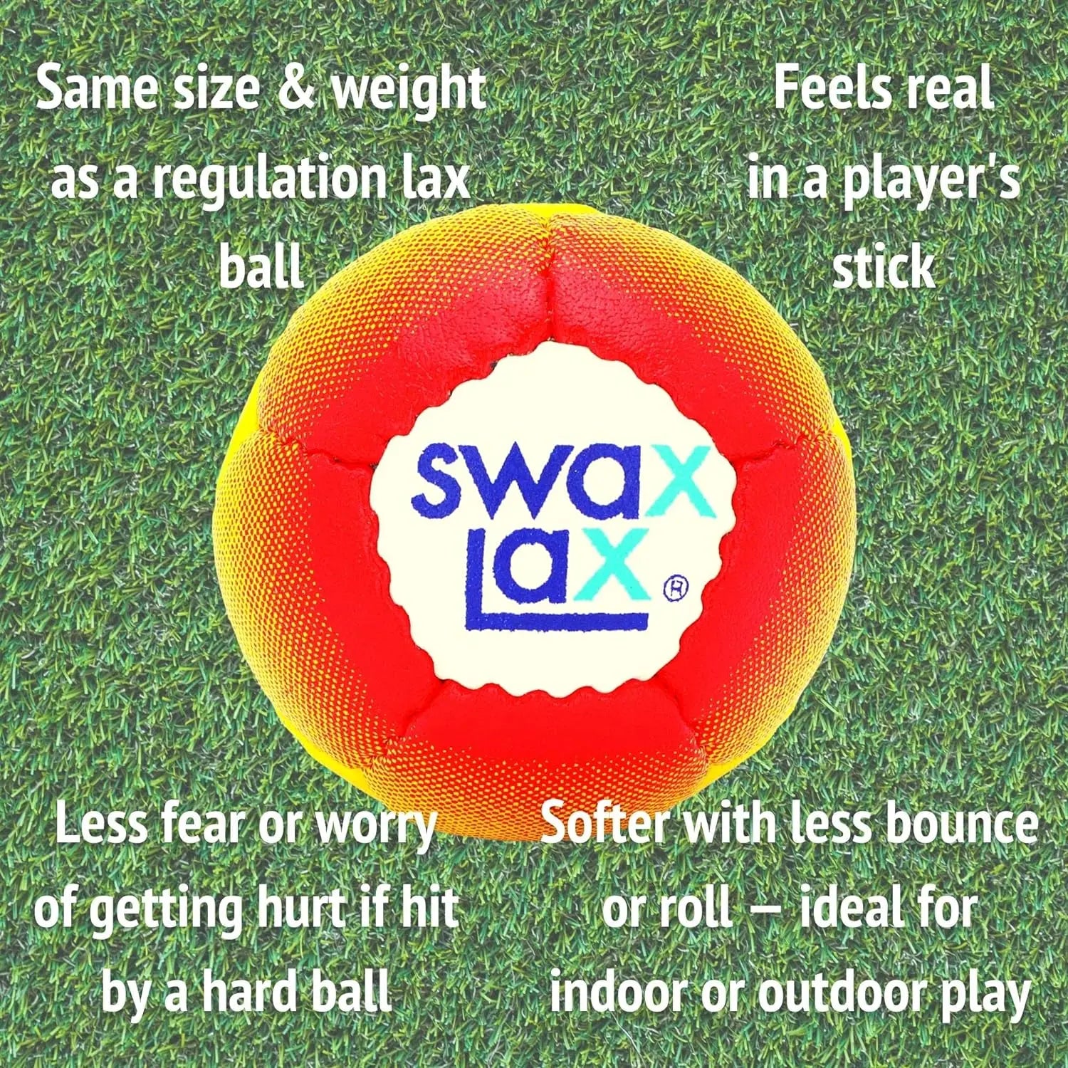 SWAX LAX Lacrosse Training Ball - Indoor Outdoor Practice Less Bounce & Rebounds - offpricesports