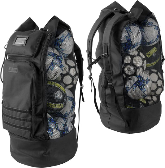 Fitdom Heavy Duty XL Soccer Mesh Equipment Ball Bag w/Adjustable Backpack Shoulder Strap Design for Coach. 2 Different Size Front Pockets for Sporting Accessories. Best for All Outdoor & Water Gears - offpricesports