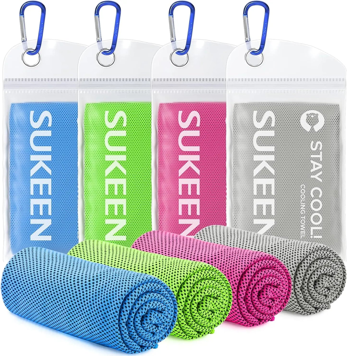 Sukeen [4 Pack Cooling Towel (40"x12"), Ice Towel, Soft Breathable Chilly Towel, Microfiber Towel for Yoga, Sport, Running, Gym, Workout,Camping, Fitness, Workout & More Activities - offpricesports