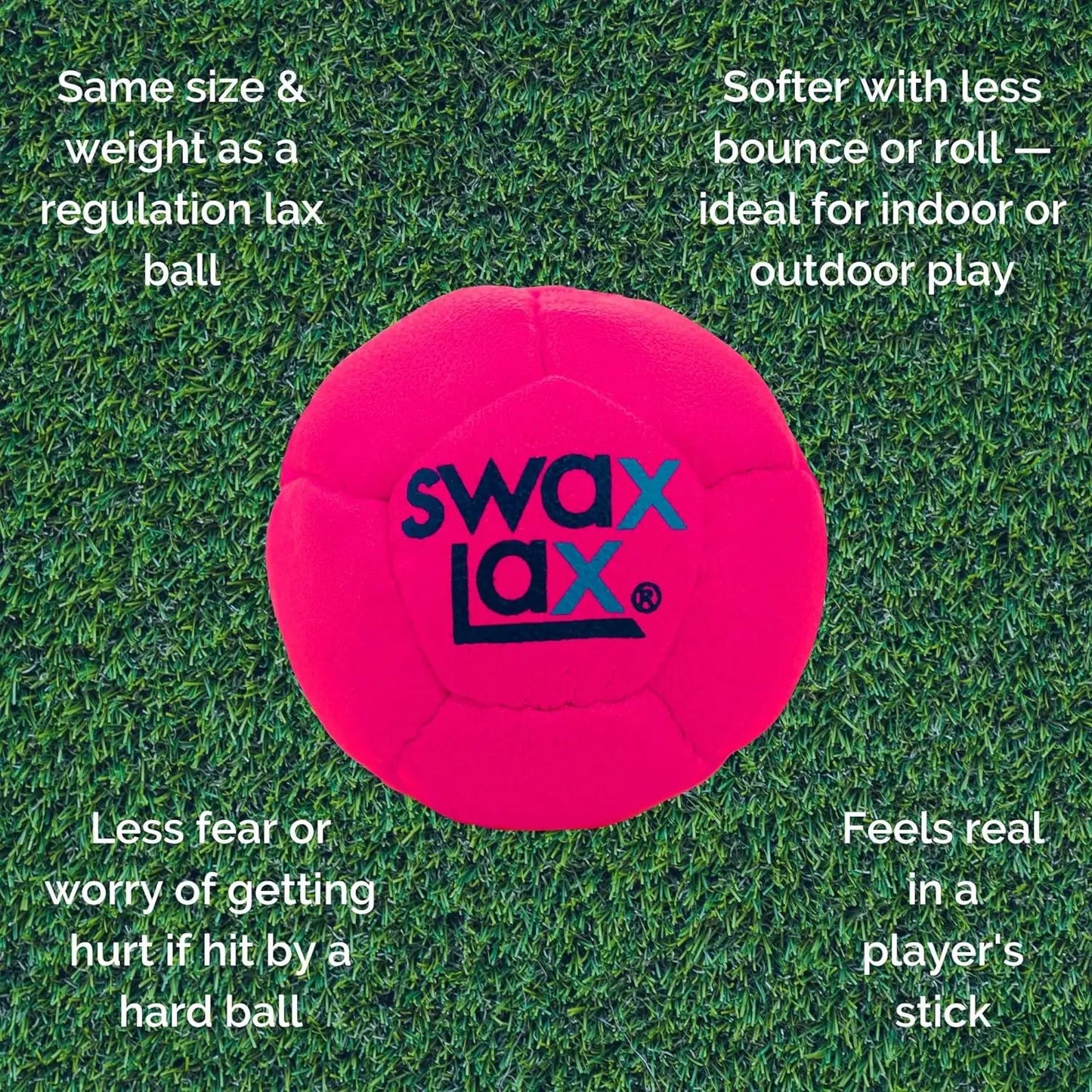 SWAX LAX Lacrosse Training Ball - Indoor Outdoor Practice Less Bounce & Rebounds - offpricesports