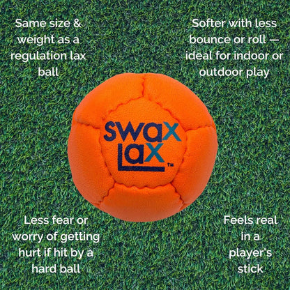 SWAX LAX Lacrosse Training Ball - Indoor Outdoor Practice Less Bounce & Rebounds - offpricesports