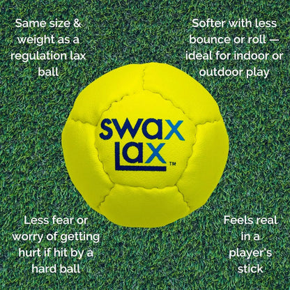 SWAX LAX Lacrosse Training Ball - Indoor Outdoor Practice Less Bounce & Rebounds - offpricesports