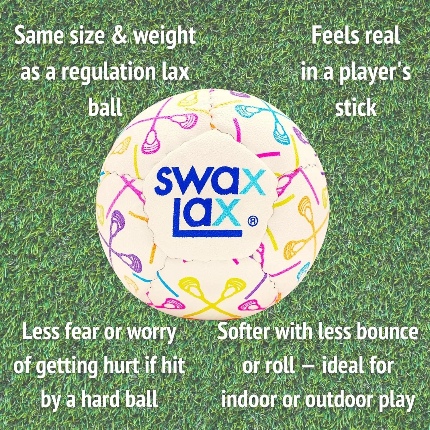 SWAX LAX Lacrosse Training Ball - Indoor Outdoor Practice Less Bounce & Rebounds - offpricesports