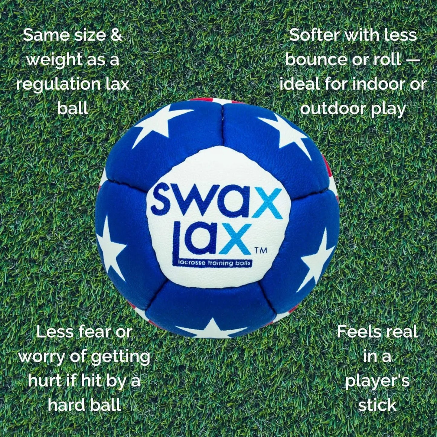 SWAX LAX Lacrosse Training Ball - Indoor Outdoor Practice Less Bounce & Rebounds - offpricesports