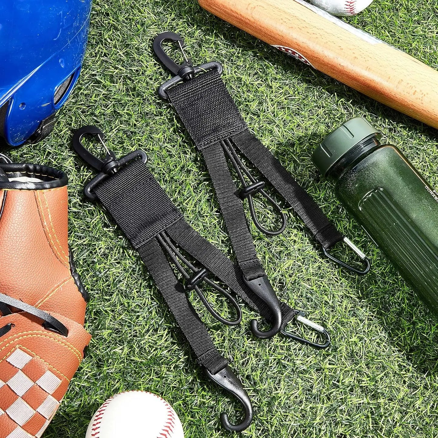 2 Pcs Baseball Softball Gear Hanger 3 in 1 Dugout Organizer Baseball Bat Holder with Glove Clip and Helmet Hook for Baseball Softball Fence Bag Water Bottle Hiking Camping - offpricesports