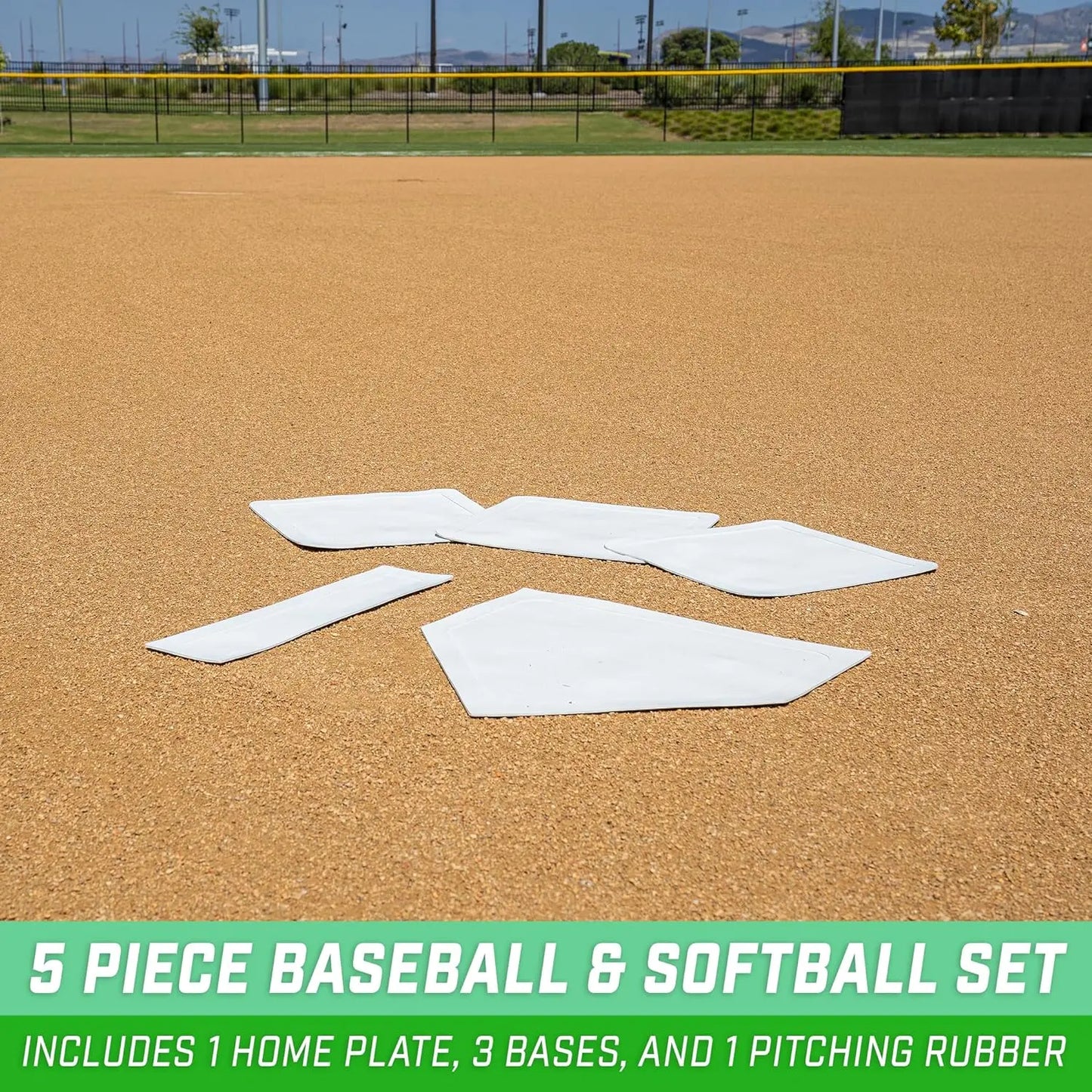 GoSports Baseball & Softball 5 Piece Base Set - Rubber Field Bases for Kids & Adults offpricesports